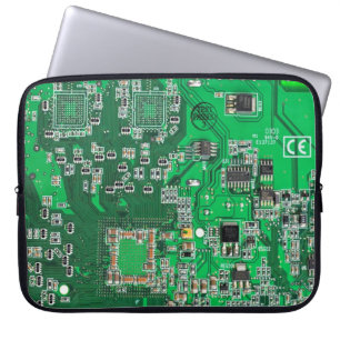Computer Geek Circuit Board Green Laptop Sleeve