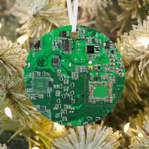 Computer Geek Circuit Board Green Metal Tree Decoration