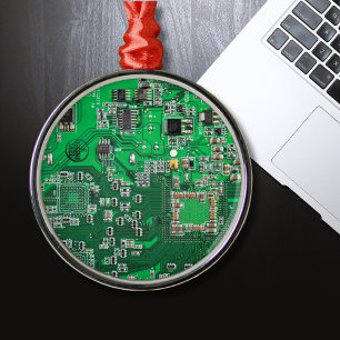 Computer Geek Circuit Board Green Metal Tree Decoration