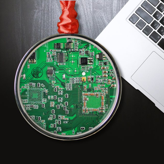 Computer Geek Circuit Board Green Metal Tree Decoration (Creator Uploaded)