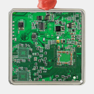 Computer Geek Circuit Board - Green Metal Tree Decoration