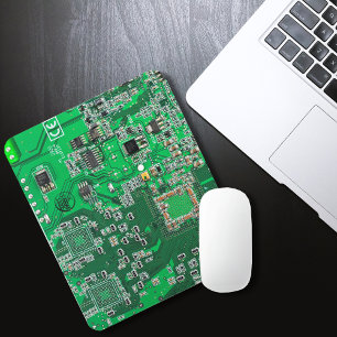 Computer Geek Circuit Board - green Mouse Pad