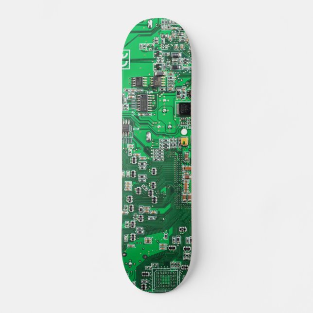 Computer Geek Circuit Board - green Skateboard (Front)