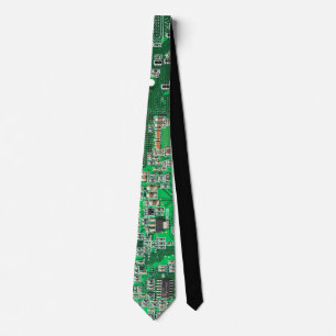 Computer Geek Circuit Board Green Tie