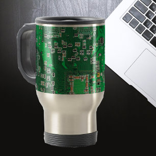 Computer Geek Circuit Board Green Travel Mug