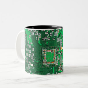 Computer Geek Circuit Board Green Two-Tone Coffee Mug