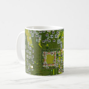 Computer Geek Circuit Board Light Green Coffee Mug