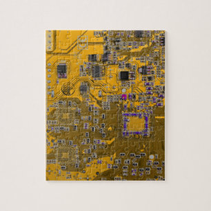 Computer Geek Circuit Board Light Orange Jigsaw Puzzle