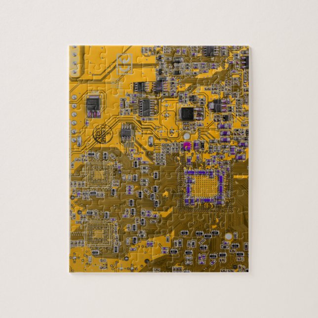 Computer Geek Circuit Board Light Orange Jigsaw Puzzle (Vertical)