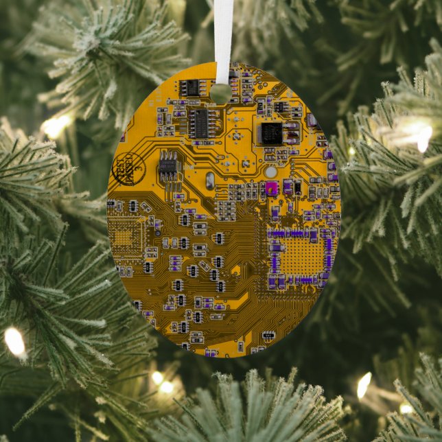 Computer Geek Circuit Board Light Orange Metal Tree Decoration (Insitu)
