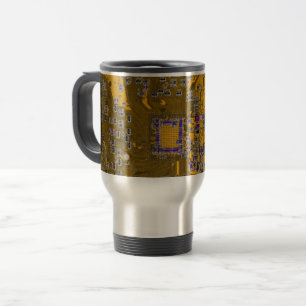 Computer Geek Circuit Board Light Orange Travel Mug