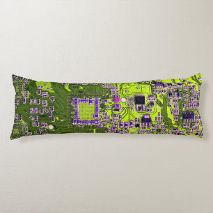 Computer Geek Circuit Board Neon Yellow Body Cushion