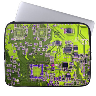 Computer Geek Circuit Board Neon Yellow Laptop Sleeve