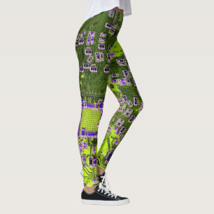 Computer Geek Circuit Board Neon Yellow Leggings