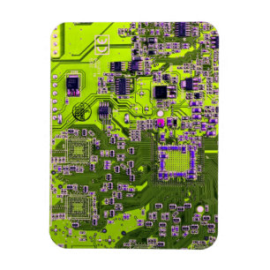 Computer Geek Circuit Board Neon Yellow Magnet