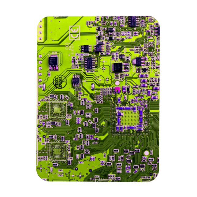 Computer Geek Circuit Board Neon Yellow Magnet (Vertical)