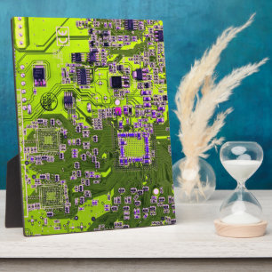 Computer Geek Circuit Board Neon Yellow Plaque