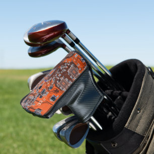 Computer Geek Circuit Board Orange Golf Head Cover