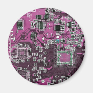 Computer Geek Circuit Board - pink purple Magnet