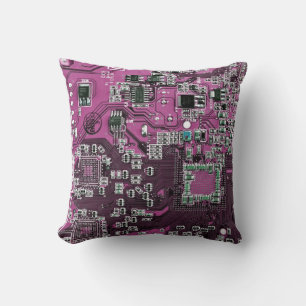 Computer Geek Circuit Board Purple Cushion