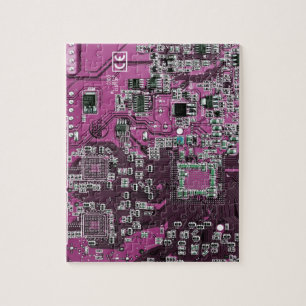 Computer Geek Circuit Board Purple Jigsaw Puzzle