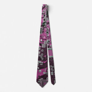 Computer Geek Circuit Board Purple Tie