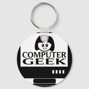 Computer Geek Girl Female Key Ring