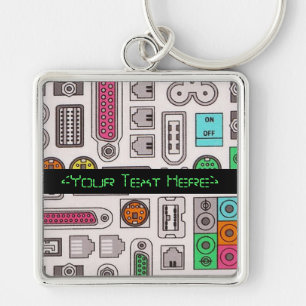 Computer Geek Input Pattern Key Chain