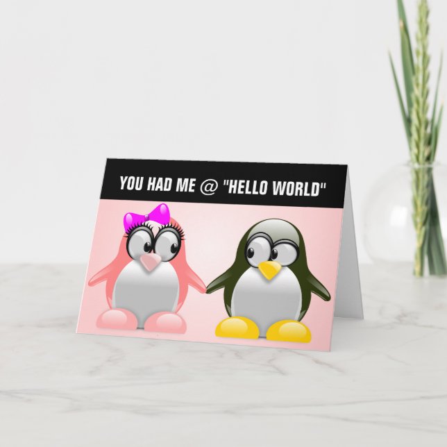 Computer Geek Valentine: Programming Language Love Holiday Card (Front)