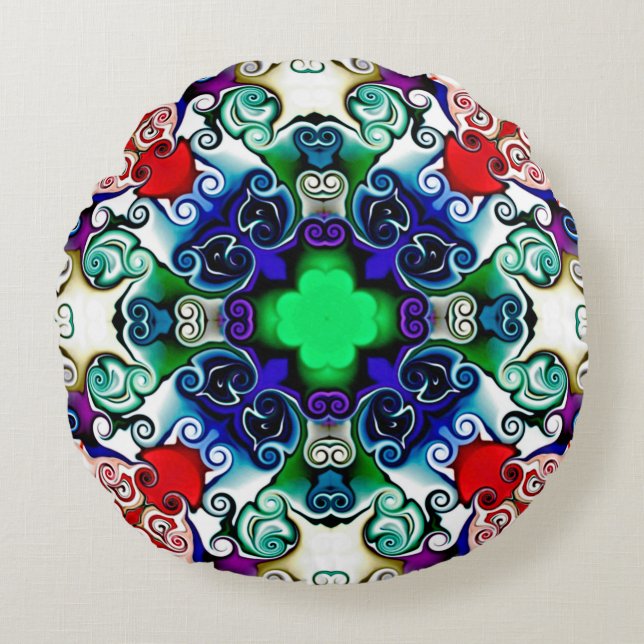 Computer graphics. Illustration of an abstract flo Round Cushion (Front)