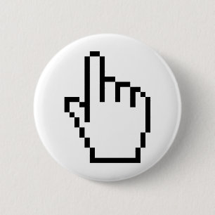 COMPUTER HAND POINTER / MOUSE CURSOR 6 CM ROUND BADGE