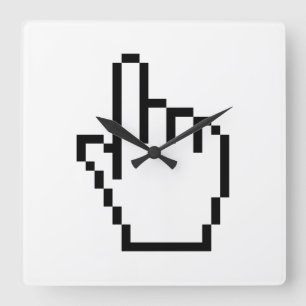 COMPUTER HAND POINTER / MOUSE CURSOR SQUARE WALL CLOCK