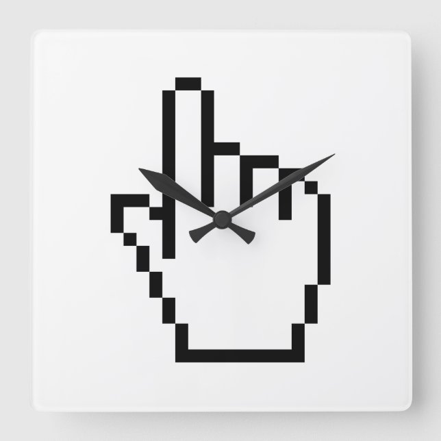 COMPUTER HAND POINTER / MOUSE CURSOR SQUARE WALL CLOCK (Front)