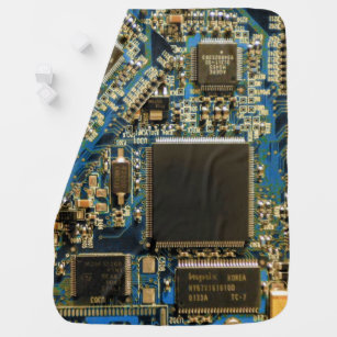 Computer Hard Drive Circuit Board - Blue Baby Blanket
