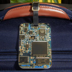 Computer Hard Drive Circuit Board - Blue Luggage Tag