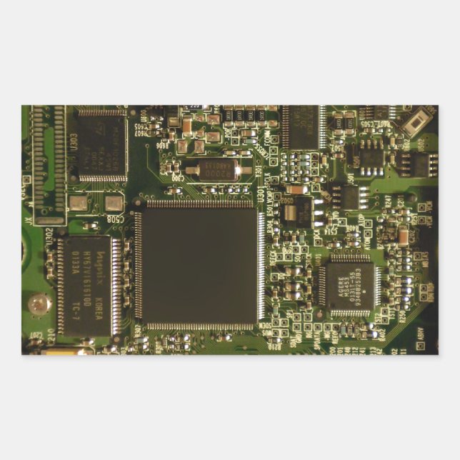 Computer Hard Drive Circuit Board - Green Rectangular Sticker (Front)