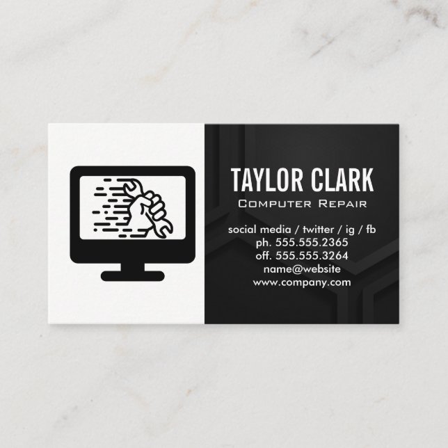 Computer Hardware | Wrench in Hand Business Card (Front)