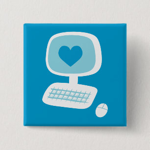 Computer Heart 15 Cm Square Badge