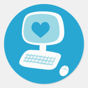 Computer Heart Classic Round Sticker