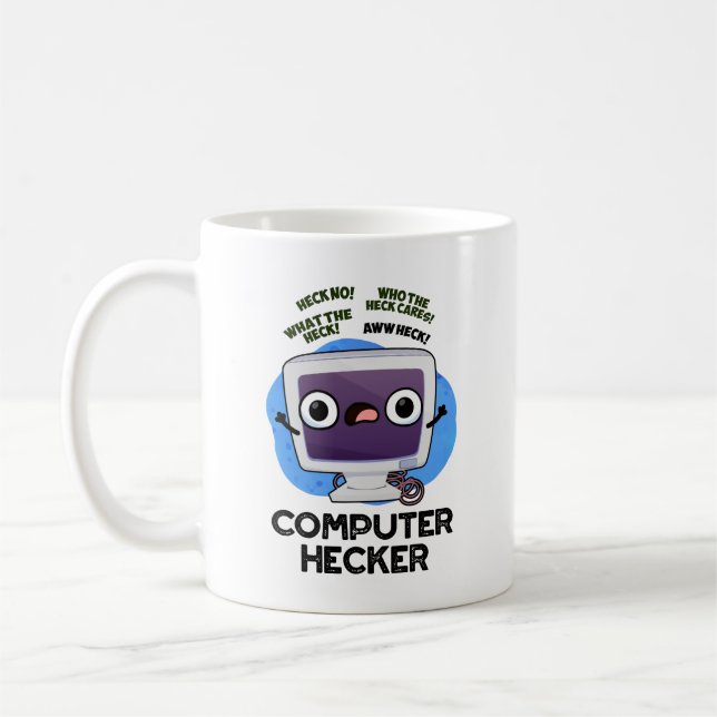 Computer Hecker Funny Hacker Pun  Coffee Mug (Left)