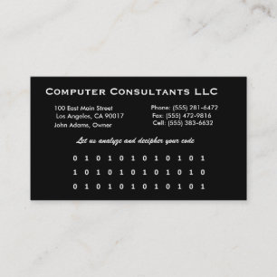 Computer Help B/W Business Card