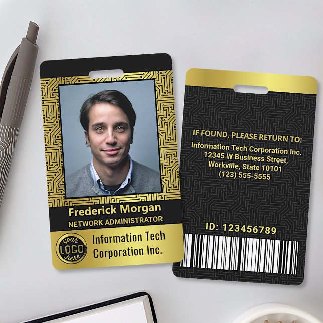 Computer IT Custom Employee Photo Bar Code Logo ID Badge (Creator Uploaded)