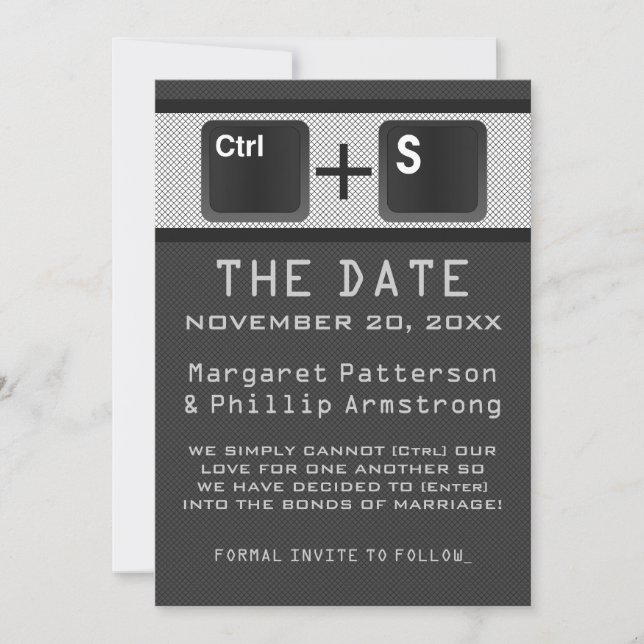 Computer Key Control Save the Date, Grey Date (Front)