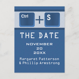 Computer Key Control Save the Date Postcard, Blue Announcement Postcard