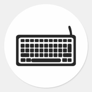 Computer keyboard classic round sticker