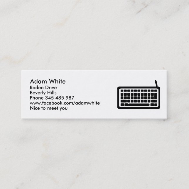 Computer keyboard mini business card (Front)