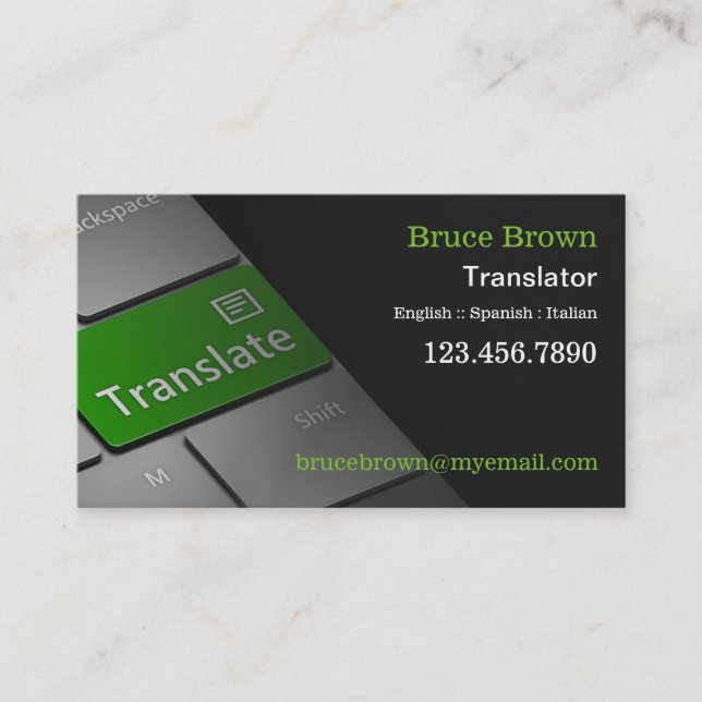 Computer Keyboard Translator Business Card (Front)