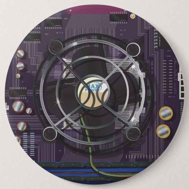 Computer Motherboard 6 Cm Round Badge (Front)