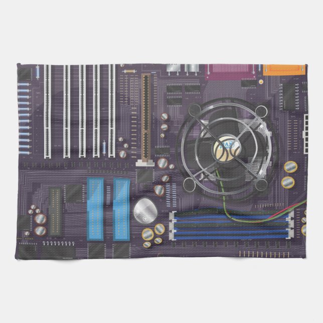 Computer Motherboard Tea Towel (Horizontal)