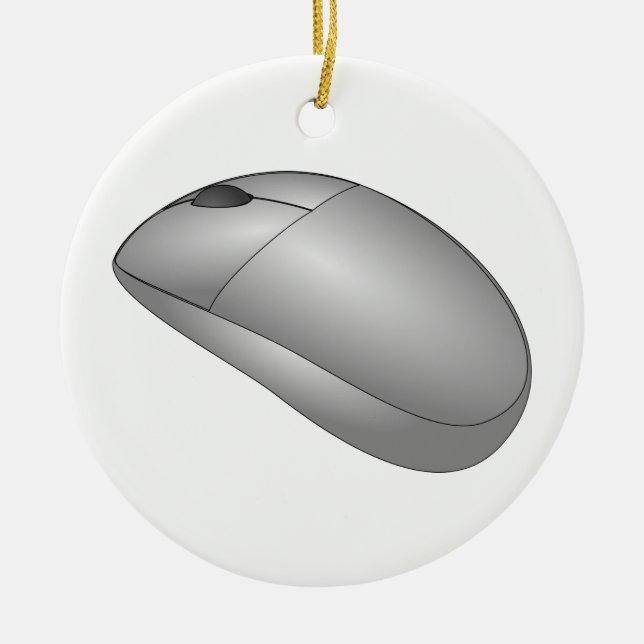 Computer Mouse Ceramic Tree Decoration (Front)
